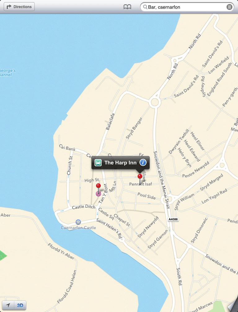 Apple Maps Caernarfon - iOS 6